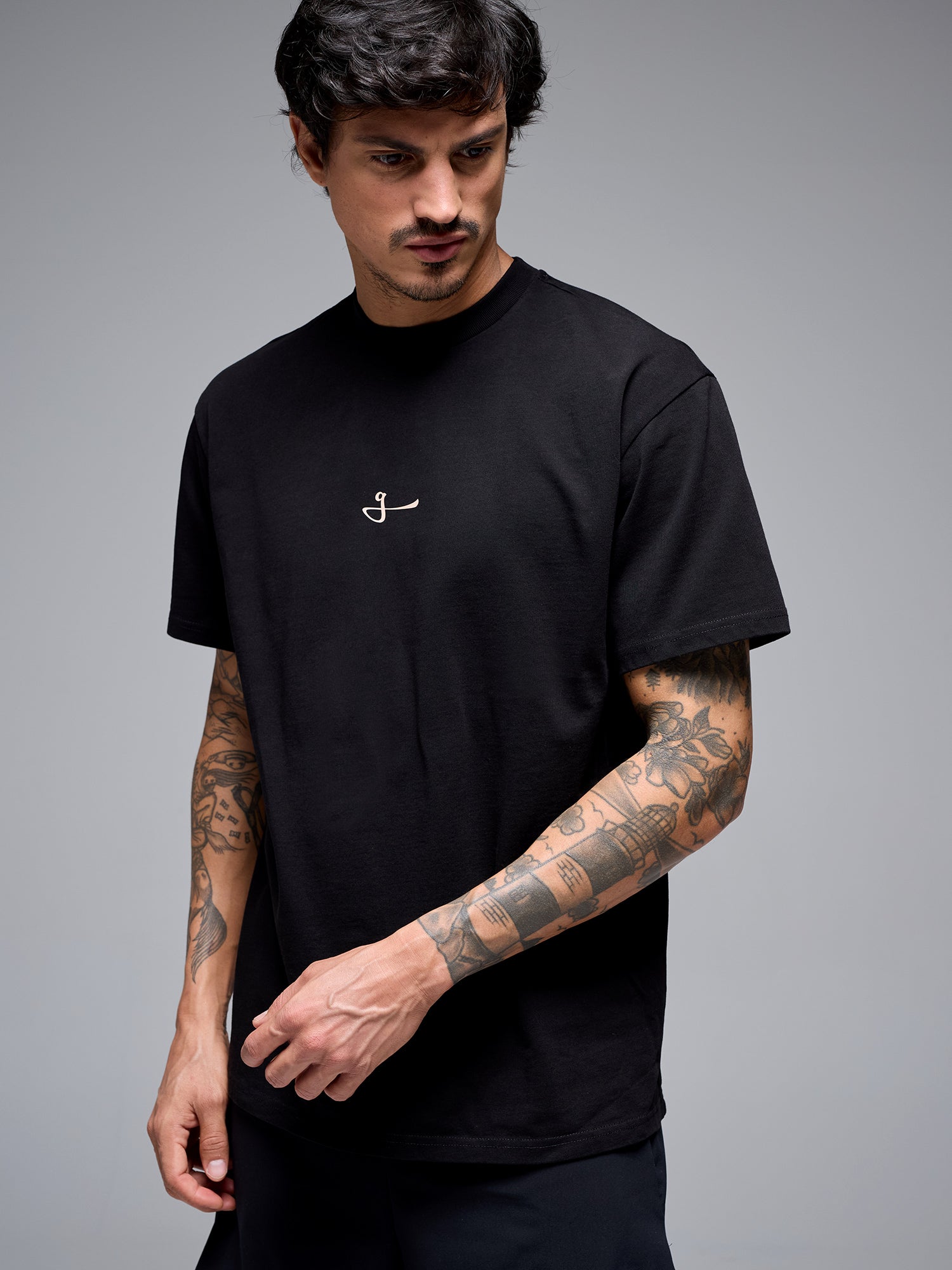 OVERSIZED COTTON CORE TEE - BLACK