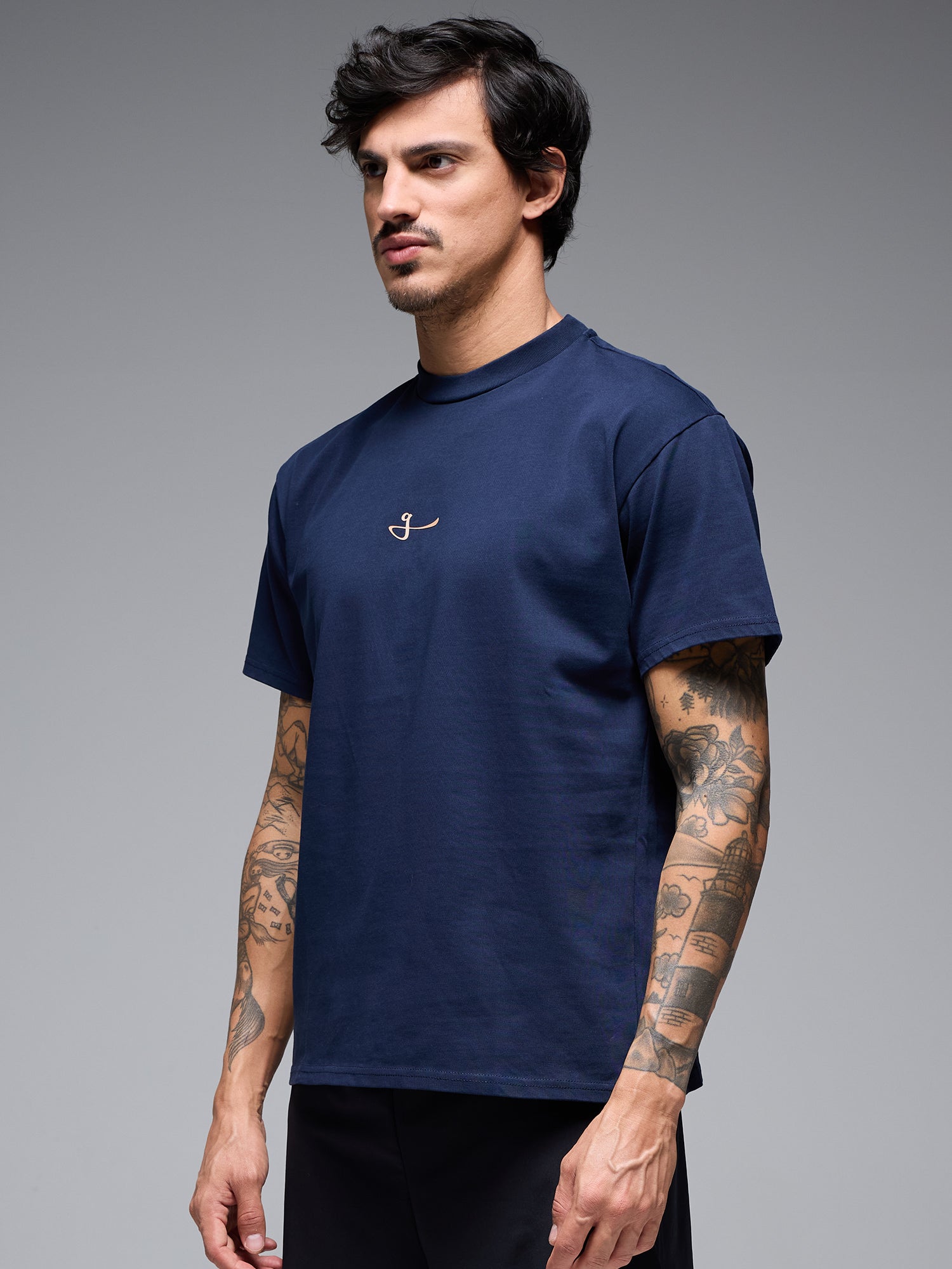 OVERSIZED COTTON CORE TEE - NAVY