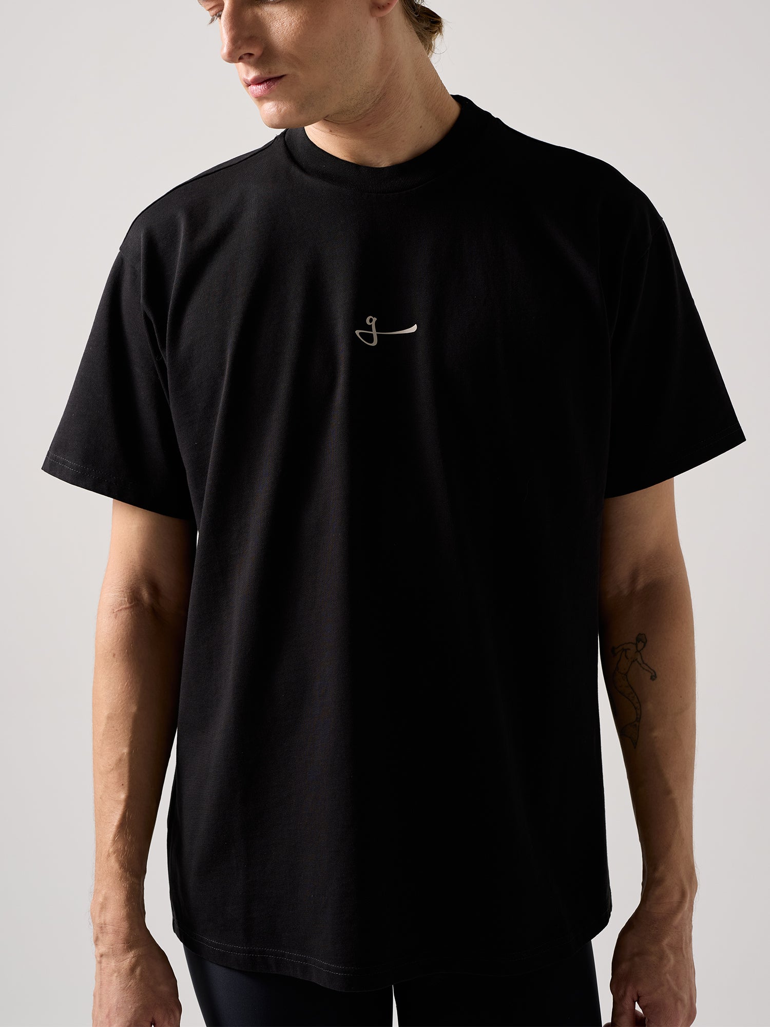 OVERSIZED COTTON CORE TEE - BLACK